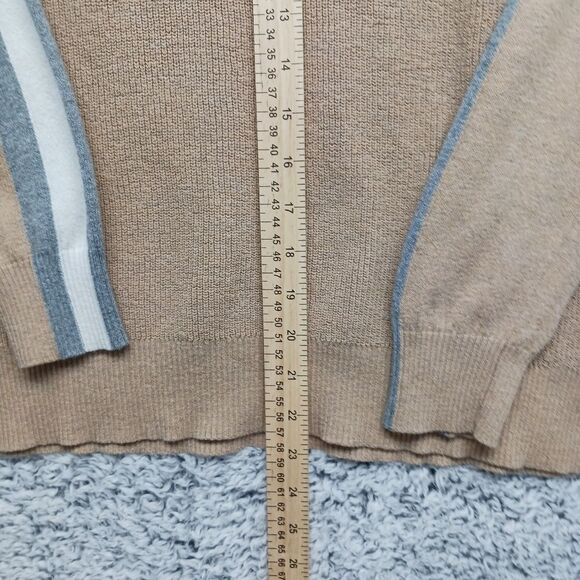 Stylus Women's Large Lightweight Cotton/ Nylon/Wool Tan/ Gray Sweater. - Picture 2 of 12